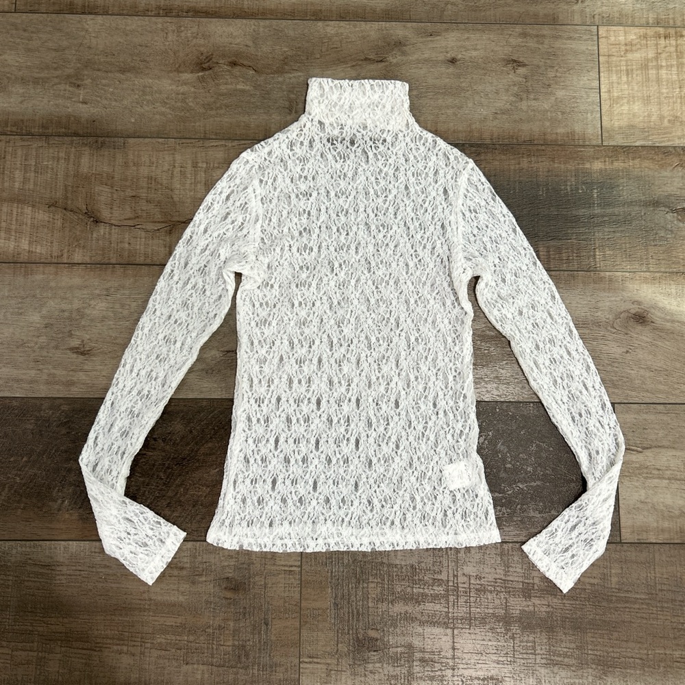 Enza Costa lace turtleneck top in white